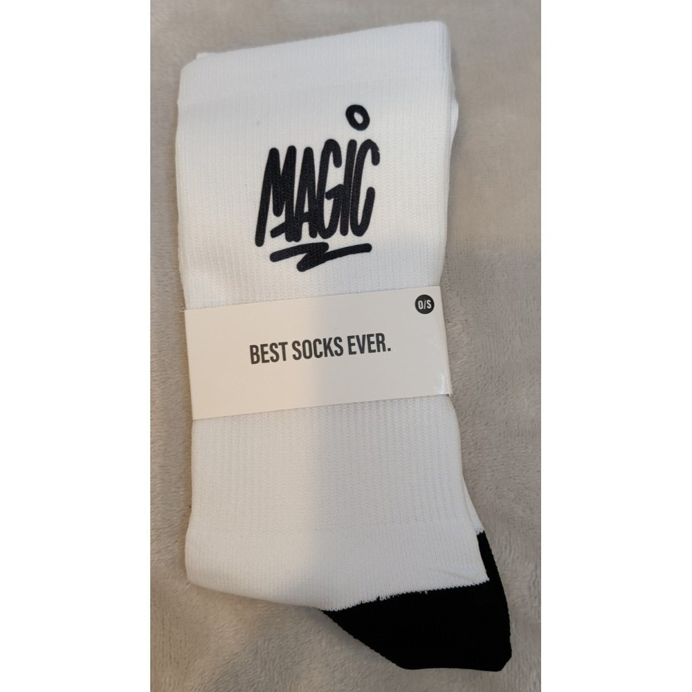 MAGIC Custom Crew Socks White Black Logo One‎ Size Unisex NEW Custom Lab